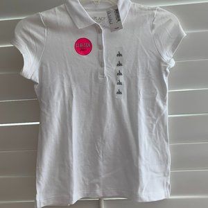 Children's Place Girl's Pique Polo Short Sleeve Shirt White Size 10/12 NWT